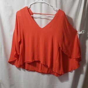 Zara Women. Adorable and Unique Orange V-neckline Crop Top. Size S.